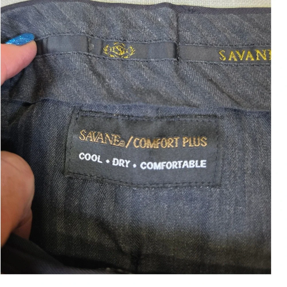 Savane Comfort Plus Mens Black Pleated Cuffed Dress Pants 34W x 34L F58994